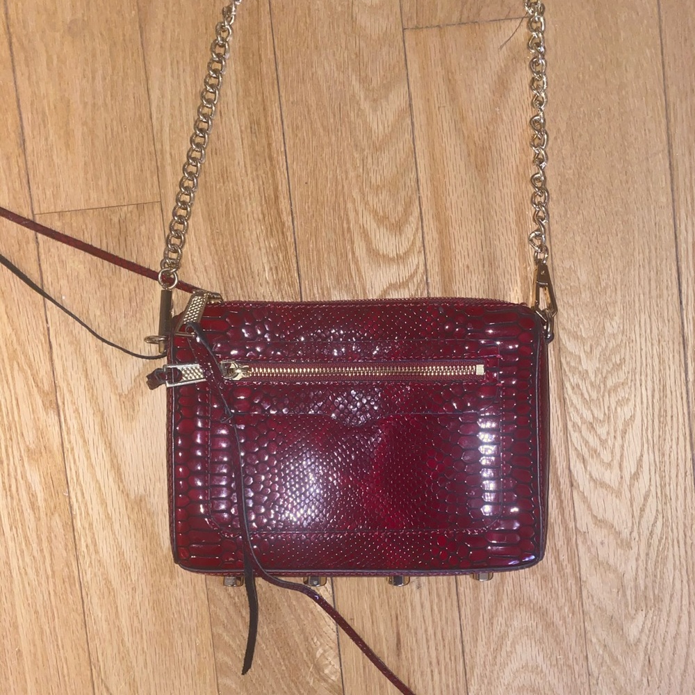Rebecca Minkoff red patten leather snake skin bag